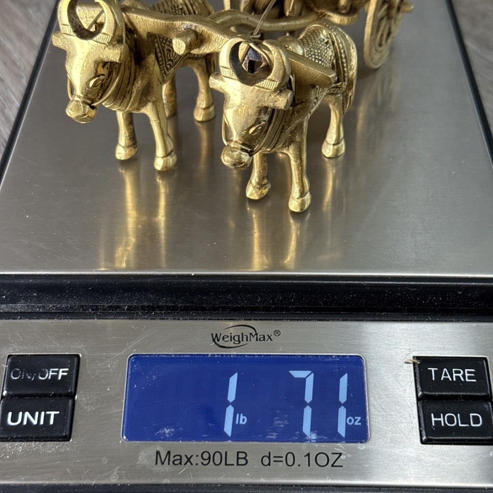 VTG Brass Bullock Cart Traditional India Craftsmanship Design~ 7" x 3.5" x 3.25" - Picture 16 of 16